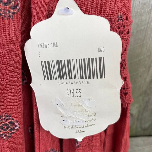 Altar’d State Dress Mini Boho Orange NWT Small Baby Doll Keyhole back - Picture 11 of 11